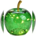 Produktbild: LED Dekolampe Apfel Glas 10er LED Lichterkette Timer Ø11cm dunkelgrün