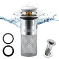 Produktbild: Edelstahl Abflusssieb, Pop Up Waschbeckenstopfen, Universal, 34-40mm, mit Sieb