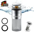 Produktbild: 304 Edelstahl Pop up Abflusssieb, Upgraded Bathroom Sink Plug, Metal Drain Plug 