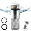 Produktbild: Edelstahl Abflusssieb Waschbeckenfilter Pop Up 34-40mm Kitchen Bad