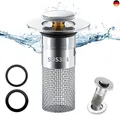Produktbild: 304 Edelstahl Pop Up Abflusssieb, Upgraded Bathroom Sink Plug, Metal Drain Plug