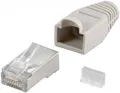 Produktbild: CAT 5e RJ45 Stecker für Rundkabel, STP, Crimpmontage, Knickschutz - Farbe: grau