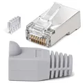 Produktbild: RJ45 Stecker CAT6e geschirmt Modular Crimp Patchkabel Netzwerk 8P8C Tülle grau
