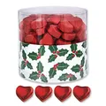 Produktbild: Günthart 150 Stück rote Schokoladen Herzen mit Nougatfüllung, Nougatcreme gefüllt,| Schokoladenherzen rot Ilexblätter, Give away, rote Herzen aus Schokolade, (1,2 kg)