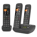 Produktbild: Gigaset C575A Trio - 3 Schnurlose DECT-Telefone mit Anrufbeantworter - großes Farbdisplay mit aktueller Benutzeroberfläche - Adressbuch für 200 Kontakte - Jumbo-Modus - Anrufschutz, schwarz