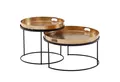 Produktbild: Wohnling Satztisch Couchtisch 2er Set Metall Tabletttisch Gold Sofatisch Tisch Rund Moder (2er Set Gold / Schwarz Metall Hammerschlag Rund), Beistelltisch, Couchtisch abnehmbares Tablett