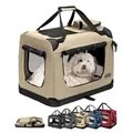 Produktbild: lionto Tiertransportbox stabil aus Textil, für Hunde und Katzen bis 12 kg, 60x42x44 cm, beige beige (M) 60x42x44 cm | 42 cm x 44 cm x 60 cm