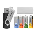 Produktbild: Intenso Basic Line 5X 16 GB USB-Sticks USB 2.0 mit praktischen Beschriftungsetiketten, Gelb, Grün, Schwarz, Blau + Orange, mit silbernem Metallbügel, 5er Pack