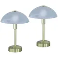Produktbild: TRIO Leuchten LED Nachttischlampe, Dimmfunktion, LED fest integriert, Warmweiß, 2er SET, klein-e Pilzlampe im Bauhaus-stil mit Glas-schirm, Höhe 30cm goldfarben