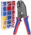 Produktbild: jutyum Crimpzange Kabelschuhe Set für 0,5-6 mm² mit 400 Stück Kabelschuhe und 1200 Klemmen, Chrom, Ergonomischer Griff, Ratschenfunktion, Haushaltsgeräte, Heimwerker, Fahrzeugschaltung