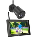 Produktbild: SecuFirst 2K Überwachungskamera Aussen Set mit Innen Monitor,7 Zoll Touchscreen Babyphone mit Kameraüberwachung,Outdoor Arbeiten ohne WLAN. - Schwarz