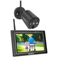 Produktbild: SecuFirst 2K Überwachungskamera Aussen Set mit Innen Monitor,7 Zoll Touchscreen Babyphone mit Kameraüberwachung,Outdoor Camera Arbeiten ohne WLAN,AI Bewegungsmelder,64GB Speicherkarte,Gegensprech.