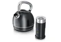Produktbild: Arendo Frühstücks-Set (2-tlg), Wasserkocher 1,7l & Milchaufschäumer, Edelstahl, Matt Schwarz