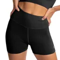 Produktbild: OCEANSAPART Maya Radlerhose Damen - Kurze Sporthose mit High Waist Design - Komfortable Gym Shorts aus recyceltem Polyamid - Kurze Radlerhose Damen für Yoga & Fitness - Schwarz L