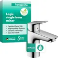 Produktbild: hansgrohe Waschtischarmatur Logis, Wasserhahn Bad mit Auslauf Höhe 100 mm, mit Zugstange, Badarmatur wassersparend, Chrom