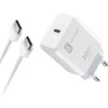 Produktbild: Cellularline Charger Kit 20W - For iPhone 15 Series 20W Ladegerät Kit für iPhone 15 Serie bestehend aus einem 20W USB-C Ladegerät + einem USB-C ... - Weiß