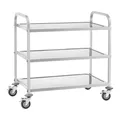 Produktbild: Royal Catering RCSW-6.2 Servierwagen Edelstahl 3 Böden Küchenwagen mit Rollen Edelstahlwagen