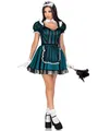 Produktbild: LEG AVENUE 4 PC Victorian Maid, includes striped dress with jewel accent and built in petticoat, lace trimmed apron, collar, and head piece, Blk/Green