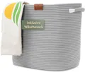 Produktbild: WIESEN.design Aufbewahrungskorb MATTEO 42x30xH38 cm 48 L, Wäschekorb geflochten aus Baumwolle (faltbarer Wäschekorb, Wäschetonne, laundry basket, Wäschesammler, Aufbewahrungskorb groß, Korb geflochten), inkl. schwerem Wäschesack, gratis Versand