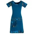 Produktbild: Vishes Sommerkleid Damen Sommerkleid Kurzarm Mini-Kleid Tunika-Kleid T-Shirtkleid Boho, Goa, Retro Style blau 34