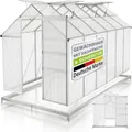 Produktbild: JUSKYS® Gewächshaus 7,2 m² - Aluminiumgestell & Stahlfundament, UV-beständig, abschließbare Schiebetür, belüftbare Dachfenster 61x57 cm