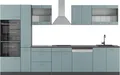 Produktbild: Küchenzeile Vicco R-Line Blau-Grau/Anthrazit 350 cm mit Hochschrank, ohne Arbeitsplatte, Model 41030