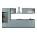 Produktbild: Vicco Küchenzeile R-Line, Blau-Grau/Anthrazit, 350 cm mit Hochschrank, ohne Arbeitsplatte, zur flexiblen Erweiterung durch zusätzliche Module geeignet