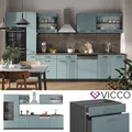 Produktbild: Küchenzeile R-Line Solid Anthrazit Blau Grau 350 cm modern Küchenschränke Vicco