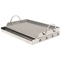 Produktbild: BBQ-Toro Edelstahl Grillplatte | 64 x 40,5 cm | BBQ Plancha passend für Weber Grill | rechteckig, universal | Grillblech für Holzkohle und Gas