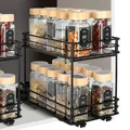 Produktbild: VINATO Ausziehbares Gewürzregal mit 2 Ebenen – Küchenorganizer mit Rollenschienen, Gewürzständer für Schrank, Spice Rack ohne Bohren (26x15x21,8 cm)