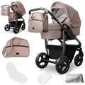 Produktbild: Bergsteiger Capri Kombikinderwagen 2-in-1 ohne Babyschale – Babywanne & Sportsitz, Luftreifen, Federung, höhenverstellbarer Griff, faltbar, Zubehör