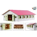 Produktbild: Kids Globe Spielzeug Holz Pferdestall Stall rosa 1:32 mit 9 Pferdeboxen Boxen