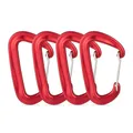 Produktbild: Relaxdays Karabiner Aluminium 4er Set, Outdoor, Schwerlast Karabinerhaken 1700 kg, Rucksack, Schlüssel, Hängematte, rot