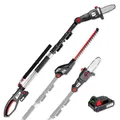 Produktbild: WALTER Li-Ion Akku-Hochentaster/Heckenschere 20 V, 2 in1 Kombigerät für perfekten Baum- und Strauchschnitt und zum Trimmen von Büschen, inklusive verstellbarer Teleskopstange und bequemen Schultergurt