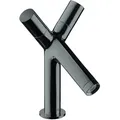 Produktbild: hansgrohe AXOR Starck 2-Griff Waschtischarmatur 80 mit Zugstangen-Ablaufgarnitur, 10030330, Farbe: Polished Black Chrome