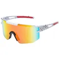 Produktbild: BEZLIT Unisex Sonnenbrillen Bikerbrille Sonnenbrille Damen Flieger verspiegelt Rot/Gelb/Blau-Weiß