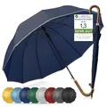 Produktbild: ADRIANO PORCARO® Regenschirm Sturmfest I Ø120cm Schirm I Regenschirm Groß XXL mit Reflektierendem Rand I 12 Streben Stockschirm I inkl. Schirmhülle - Für Herren & Damen I Blau