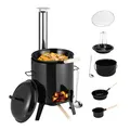 Produktbild: Juskys Gulaschkanone 17 Liter mit Kessel & Pfanne - Outdoor Holz Ofen zum Kochen, Braten & Grillen