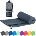 Produktbild: Fit-Flip Mikrofaser Handtuch - kompakte Microfaser Handtücher - ideal als Sporthandtuch, Reisehandtuch, Strandtuch - schnelltrocknend und leicht - Badetuch groß (80x160cm, Dunkelgrau)