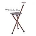 Produktbild: Gehstock mit Sitz Fläche Spazierstock Stuhl klappbar höhenverstellbar Aluminium
