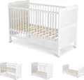 Produktbild: Cangaroo Babybett 2 in 1 Gitterbett Albero Kinderbett 120 x 60 cm Holz 3 Ebenen weiß