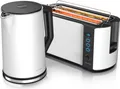Produktbild: Arendo Frühstücksset, 1,5L Wasserkocher, Langschlitz Toaster 4-Scheiben, Weiß