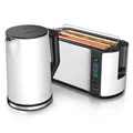 Produktbild: Arendo 1x Wasserkocher, 1,5L, weiß + 1x Toaster, 4 Scheiben, weiß
