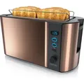 Produktbild: Arendo Toaster 4 Scheiben, Langschlitztoaster, Langschlitz, Edelstahl, 1500W, Display mit Restzeitanzeige, Brötchenaufsatz, Defrost Funktion, Wär... - Naturbelassen/Kupfer