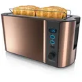 Produktbild: Arendo Toaster für 4 Scheiben, 1500W, Langschlitz, Brötchenaufsatz, Wärmeisoliert, Display, Kupfer
