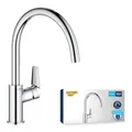 Produktbild: GROHE StartEdge, Küchenarmatur mit hohem Auslauf (Wasserhahn für die Küche, 360° schwenkbar, Spültischarmatur mit Keramikkartusche und langlebiger Oberfläche, werkzeugfreie Montage), chrom, 30529001