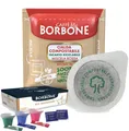 Produktbild: Bourbon Kaffeepads Mischung ROT + Zubehörset Zuckergläser Palette