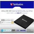 Produktbild: Verbatim Slimline Blu-ray ReWriter extern USB 3.1+USB-C 1