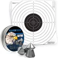 Produktbild: 500 x Diabolos Spitz Kopf 4,5 mm Dose + 100 x Luftgewehr Pistole Zielscheibe 14 x 14 cm Präzisionsschuß Target für Kugelfang