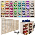 Produktbild: KRUZZEL - Holzregal für Spielzeugautos 80 Fächer – Wandregal für Kinderzimmer – Stapelbar & Anpassbar – Sammlervitrine Holz - Setzkasten Holz für Ihre Sammlung - Organisation Schaukasten für Autos